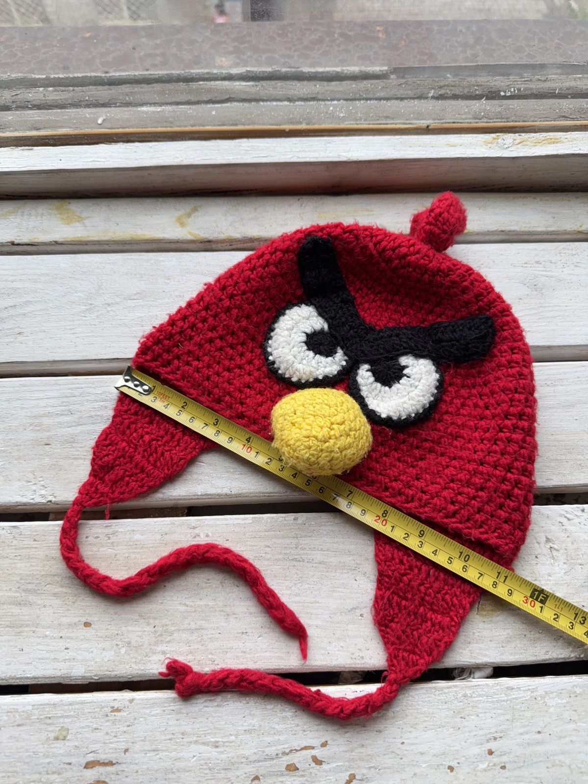 Japanese Brand Y2K 00s Retro Angry Birds Red Knit Handmade Hat Vintage Size ONE SIZE - 2 Thumbnail