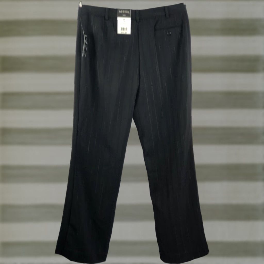 George George Slim Pants/Slacks 12 Black Stripe 32W 31IN Flat Front Modern Fit Women's Dress Pants Size 34" / US 12 / IT 48 - 1 Thumbnail