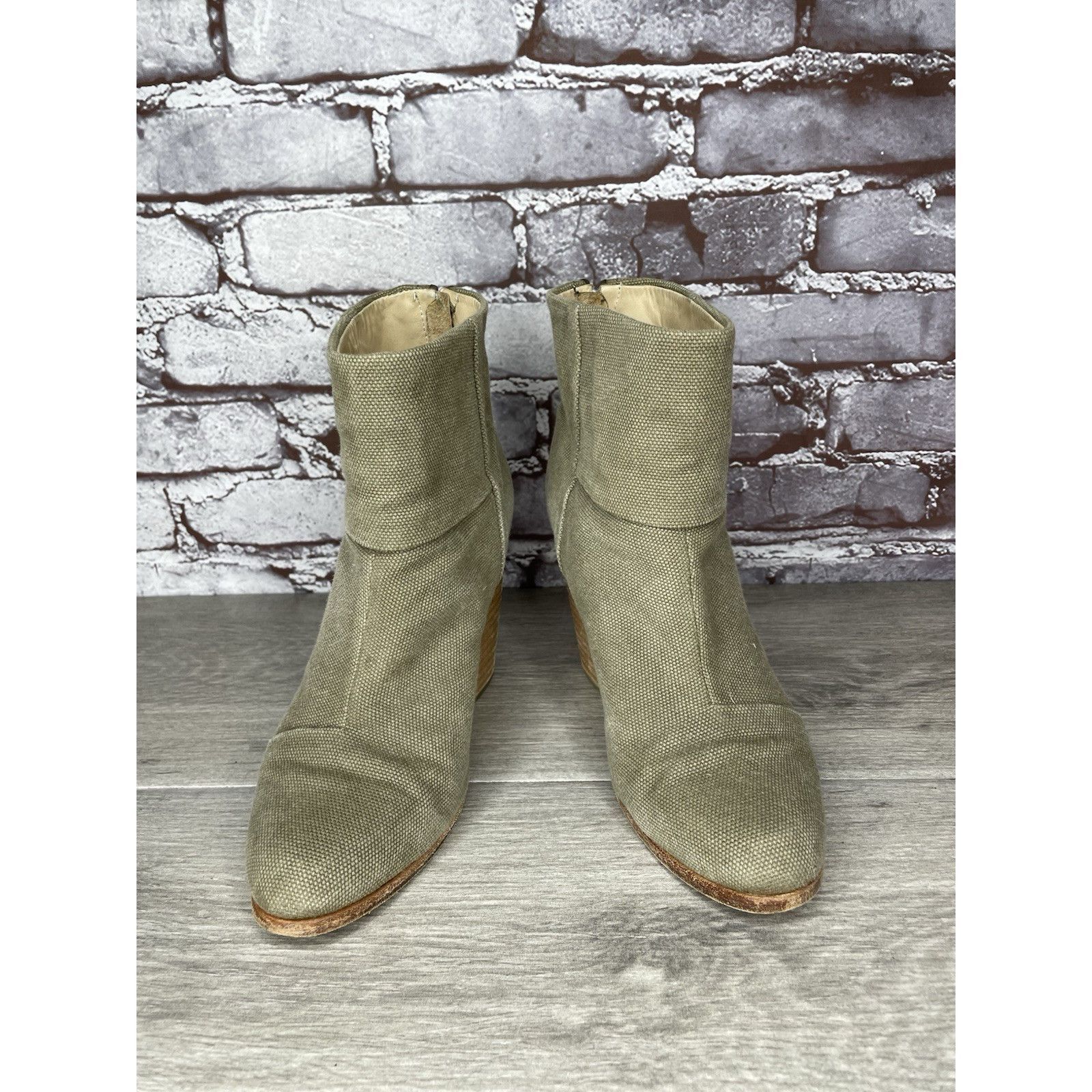 Rag & Bone Rag & Bone Newbury Green Canvas Back Zip Ankle Boots Booties Size US 7.5 / IT 37.5 - 11 Thumbnail