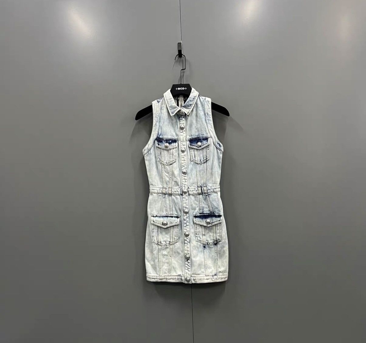 Balmain Balmain Washed-effect Stand Collar Sleeveless Dress J41 Size XS / US 0-2 / IT 36-38 - 1 Thumbnail