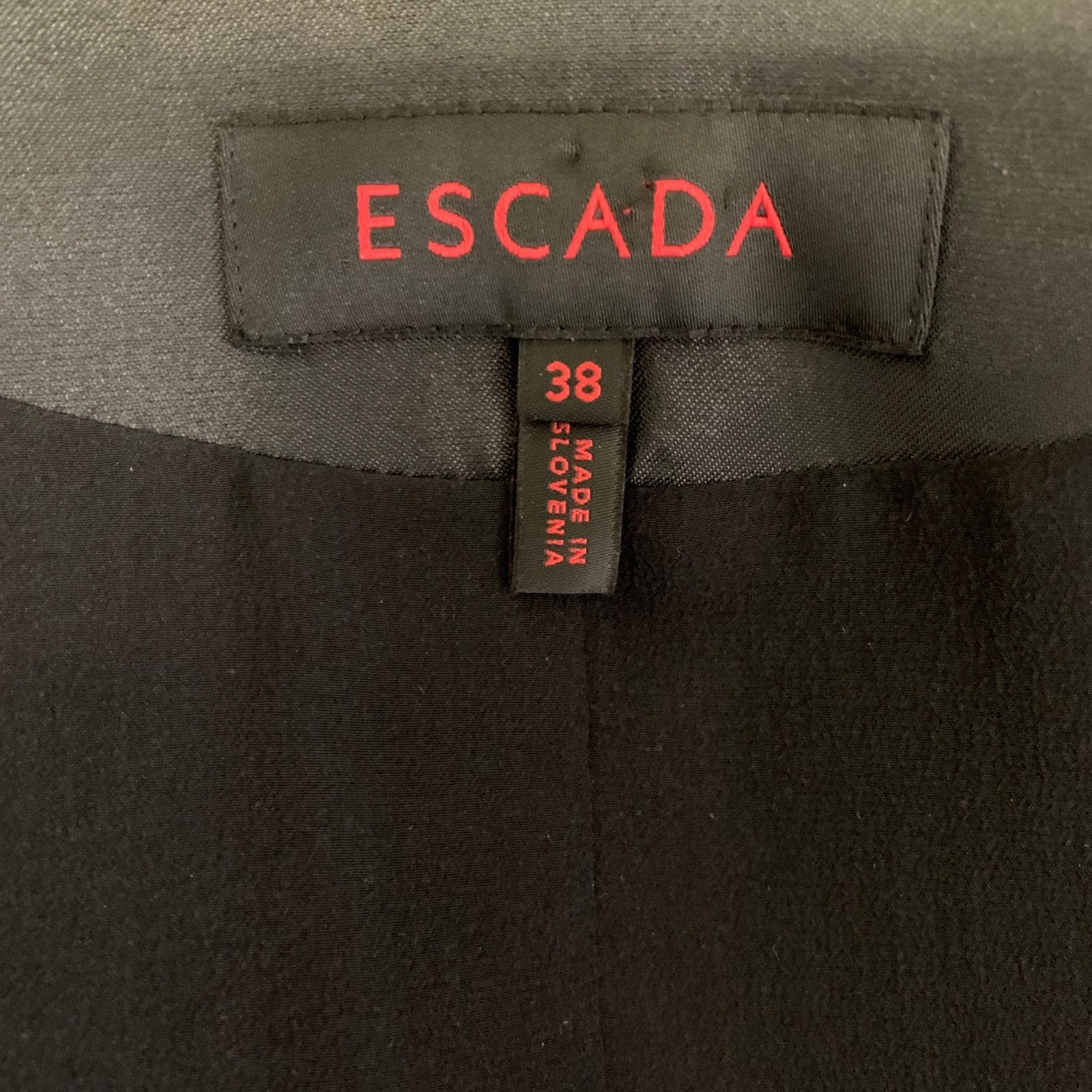 Escada ESCADA Size 4 Black Silver Silk Blend Two Button Jacket Size US 4 / IT 34 - 5 Thumbnail