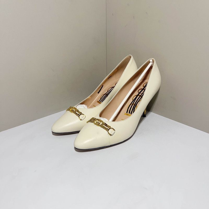 Gucci Gucci White Pointed Toe High Heels - Size US 5 / EU 37 - 1 Thumbnail