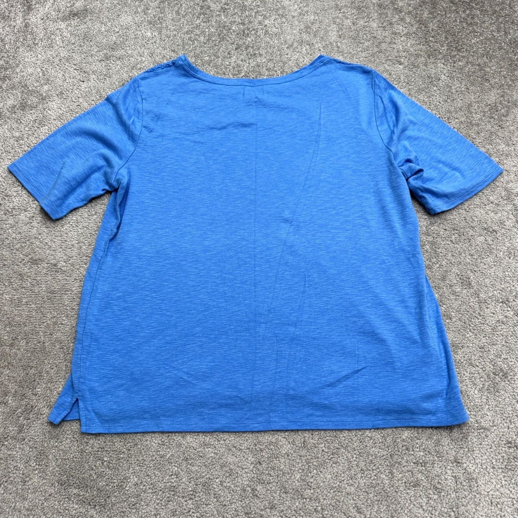 Croft & Barrow Croft & Barrow Blouse Eyelet Embroidered Lace Yoke Slub Knit Womens XL Blue Top Size XL / US 12-14 / IT 48-50 - 2 Thumbnail