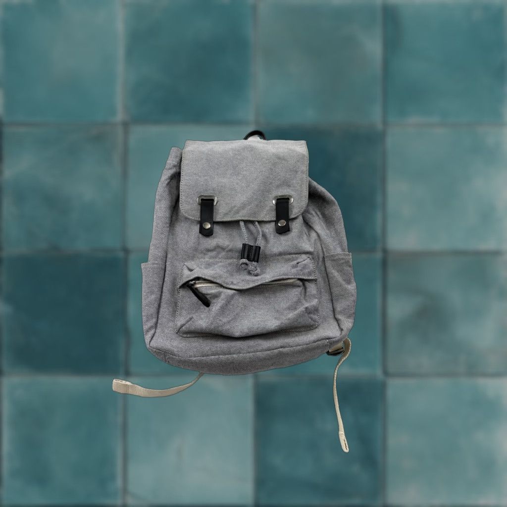 Everlane Everlane Backpack Mens Gray Cotton Drawstring Flap Pocket Casual Canvas Bag Size ONE SIZE - 1 Thumbnail