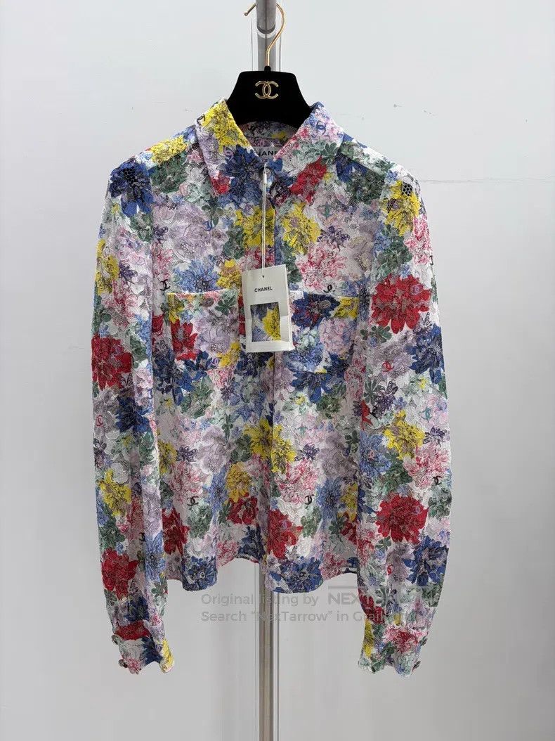 Chanel Colourful flower lace hollow full logo long-sleeved