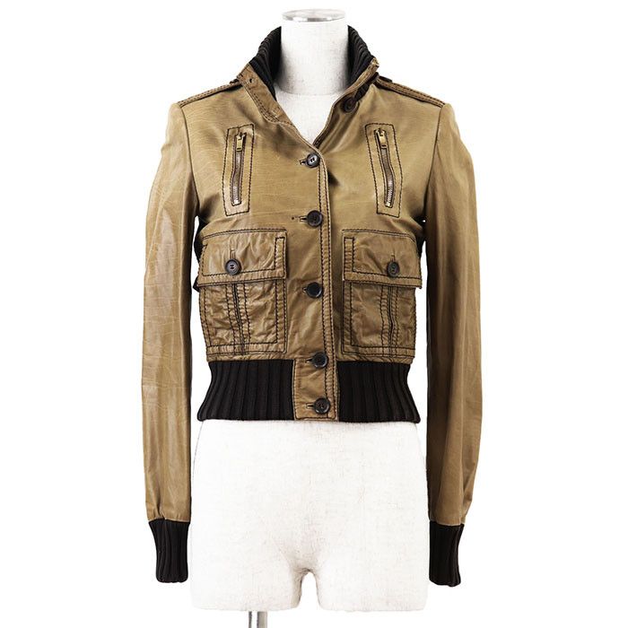 Gucci Gucci Madonna Bomber Cow Leather Jacket Leather Outerwear DUTY FREE for USA