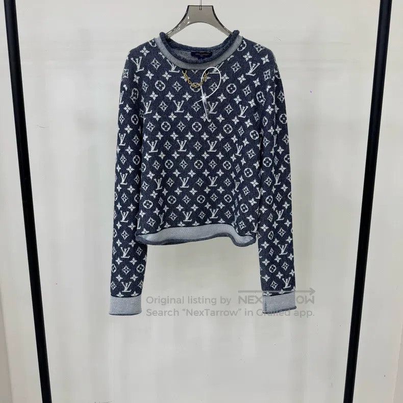 Louis Vuitton Louis Vuitton Blue and white full-printed knitted wool swe Size US S / EU 44-46 / 1 - 1 Thumbnail