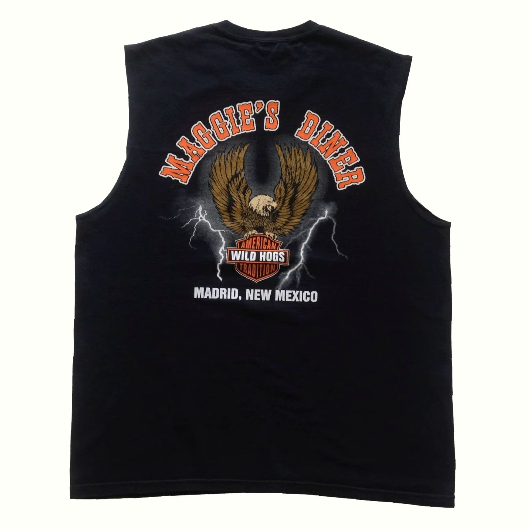 Gildan VINTAGE MOTORCYCLE 90s Y2K WILD HOGS LIGHTING SLEEVELESS T SHIRT Gildan Ultra Cotton Men SZ L Black Cotton Shirt Size US L / EU 52-54 / 3 - 2 Thumbnail