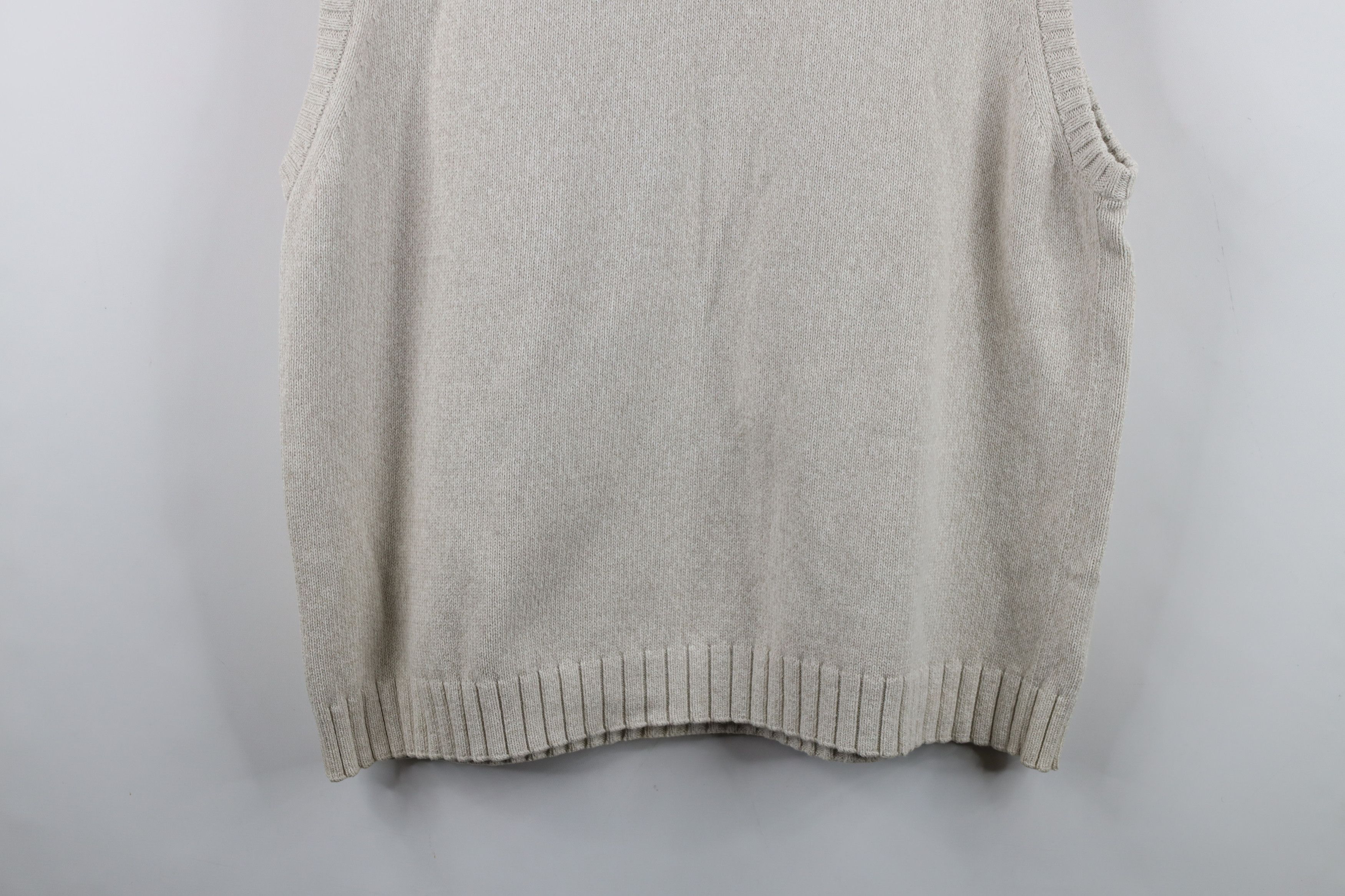 Tommy Hilfiger Vintage 90s Tommy Hilfiger Cotton Knit Sweater Vest Beige Size US XL / EU 56 / 4 - 14 Thumbnail