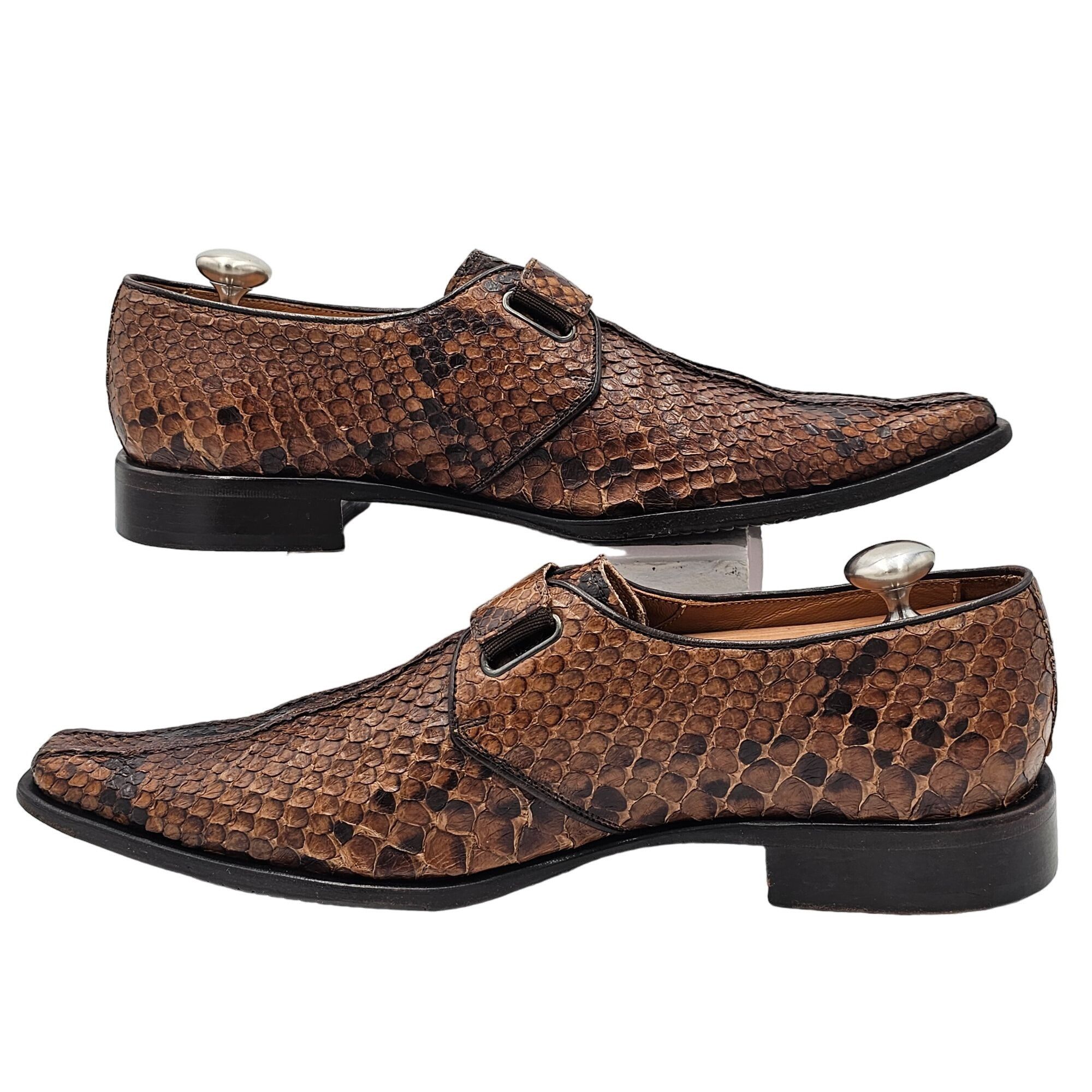 Aldo Brue Exotic Python Snake skin Aldo Brue Italy Mens size 8.5 Brown Size US 8.5 / EU 41-42 - 10 Thumbnail