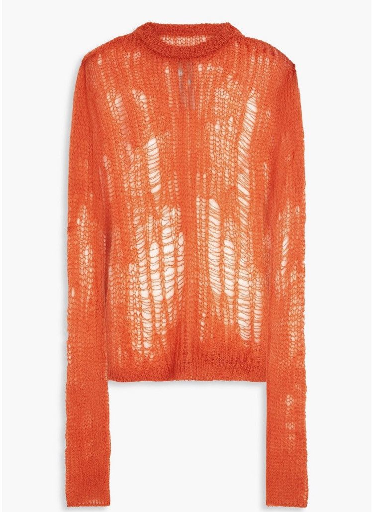 image of Rick Owens Fogachine Spider Net Knit Banana Sweater Mohair in Orange, Men's (Size Medium)
