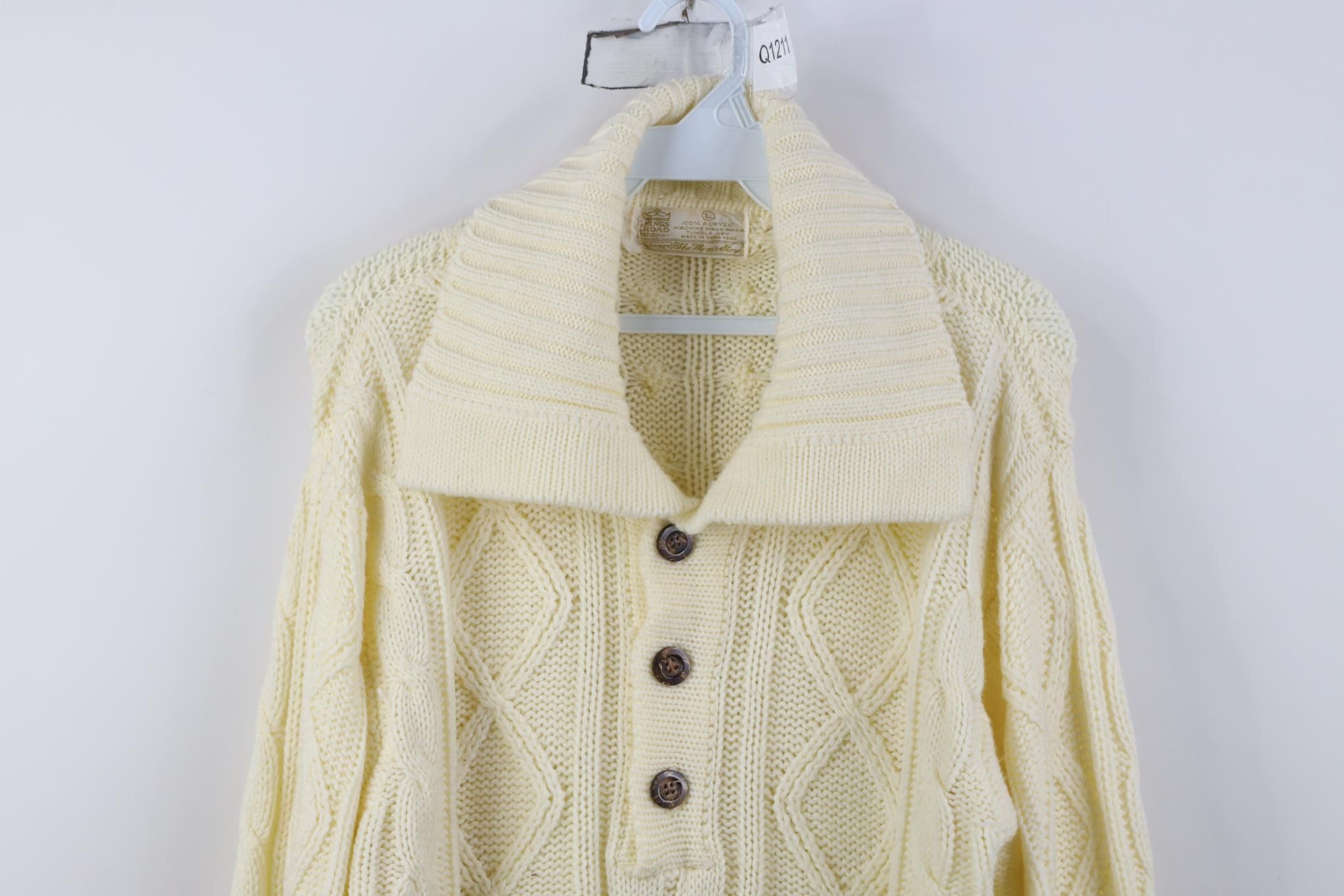 Vintage Vintage 70s Streetwear Chunky Fisherman Henley Sweater Size US L / EU 52-54 / 3 - 2 Thumbnail