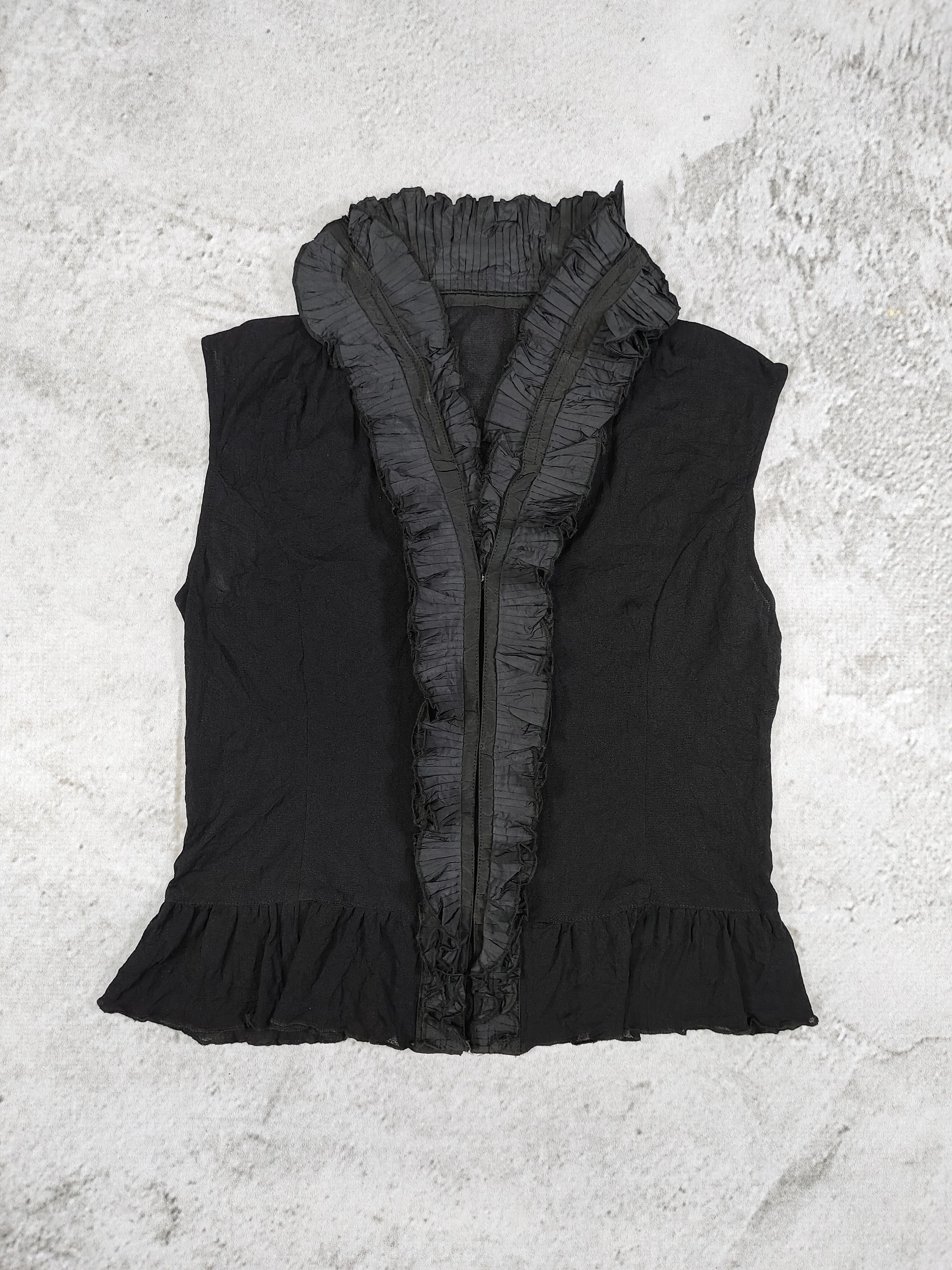 Japanese Brand 2000s Vinon🇯🇵Gothic Sheer Chiffon Ruffle Sleeveless Blouse Size M / US 6-8 / IT 42-44 - 5 Thumbnail