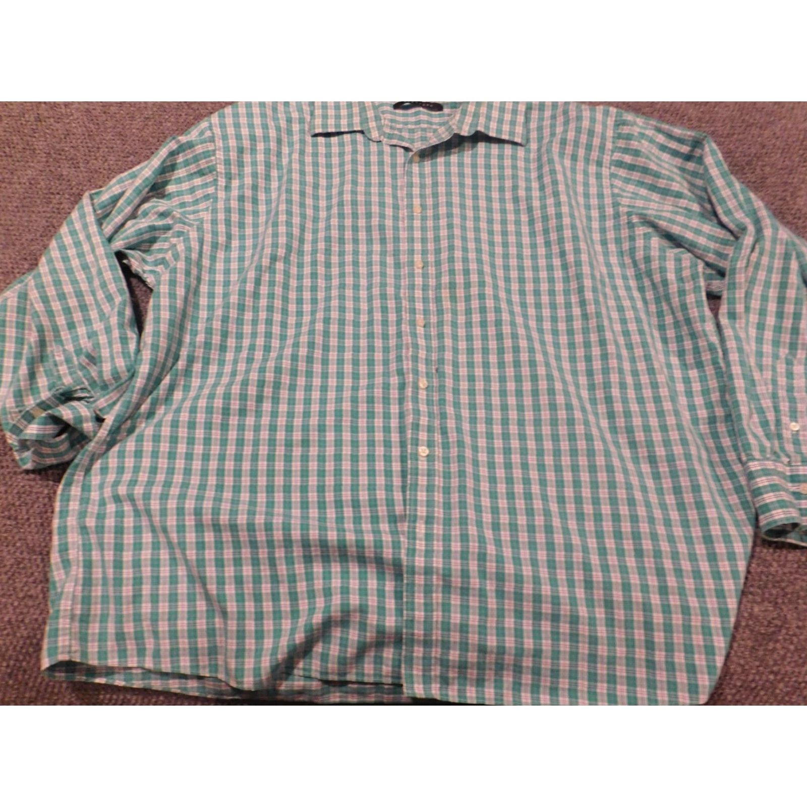 Sean John Sean John Mens Shirt 20 Tall Green Plaid Button-Down Collar Shirt Mens Size US XXL / EU 58 / 5 - 2 Thumbnail
