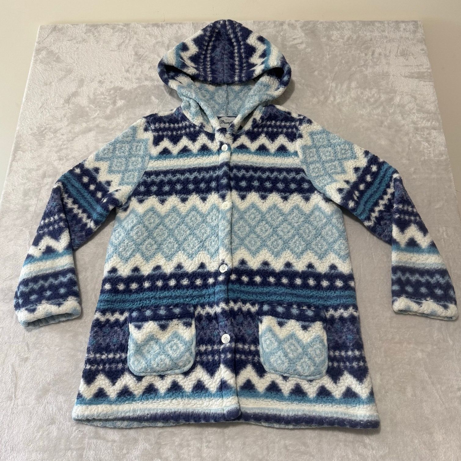 Wrangler Wrangler Women's Button Hooded Western Fleece Jacket XL Blue Size XL / US 12-14 / IT 48-50 - 1 Thumbnail