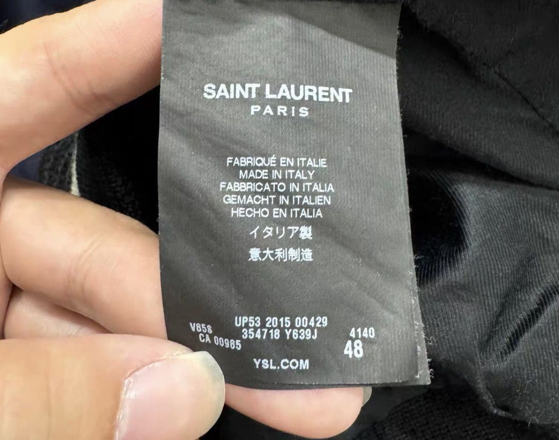 Saint Laurent Paris Saint Laurent Paris Navy Wool and Leather Baseball Jacket Size US S / EU 44-46 / 1 - 3 Thumbnail