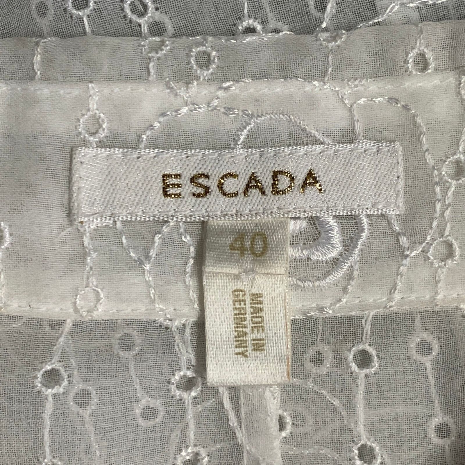 Escada ESCADA Size M Cream Polyester Eyelet Button Up Shirt Size M / US 6-8 / IT 42-44 - 6 Thumbnail