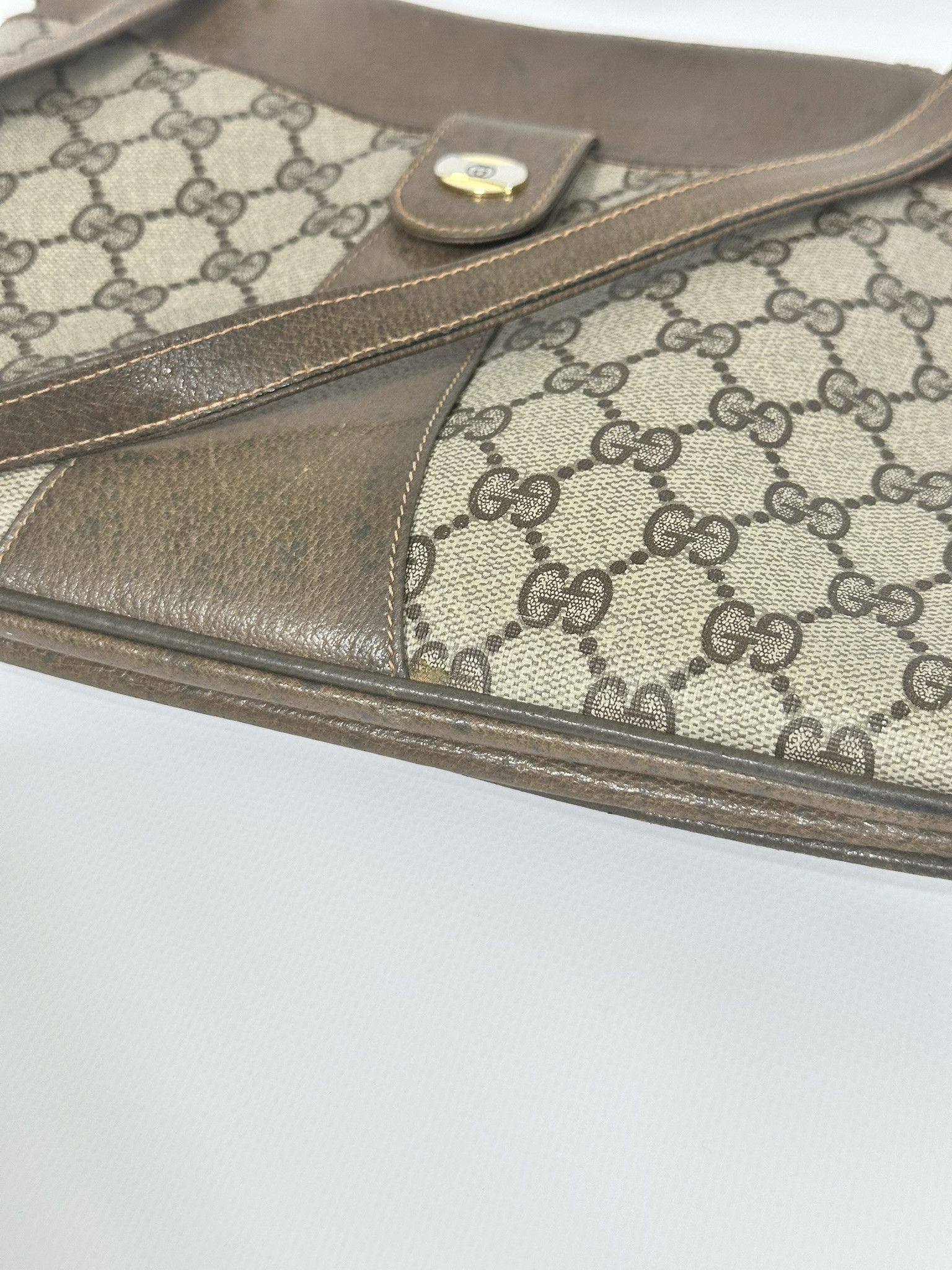 Gucci Gucci Vintage Handbag GG Monogram Beige Brown Leather Size ONE SIZE - 6 Thumbnail