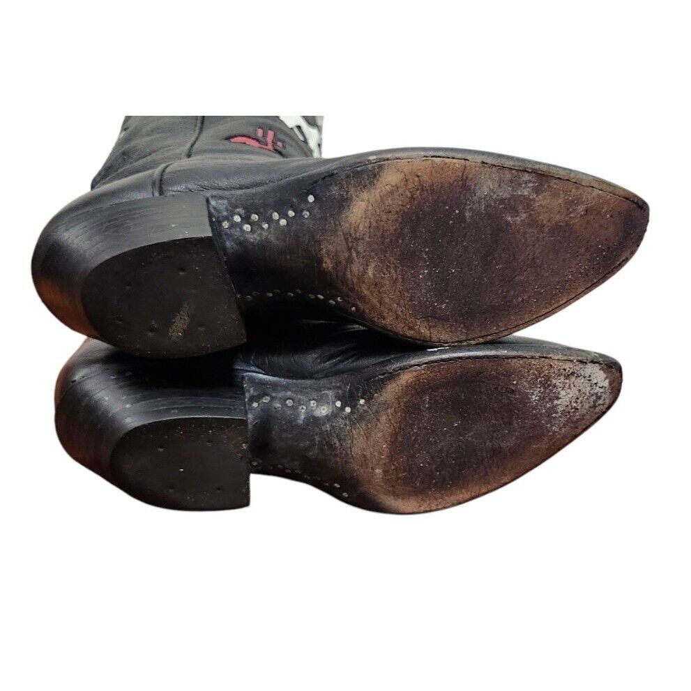 Larry Mahan Larry Mahan Rodeo Black White Red Cowgirl Cowboy Boots Size US 7 / IT 37 - 16 Thumbnail