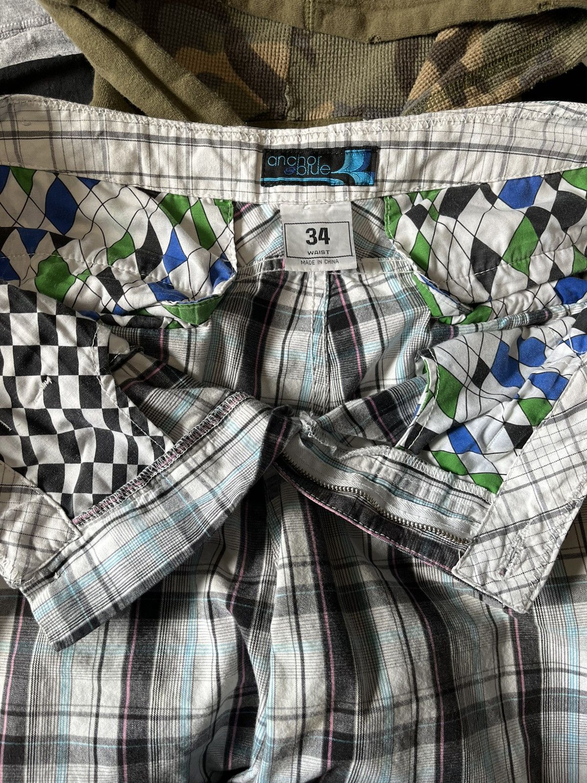 Anchor Blue × Vintage Y2K Anchor Blue Plaid Cargo Shorts – Skater Check Lining –34 Size US 34 / EU 50 - 4 Thumbnail