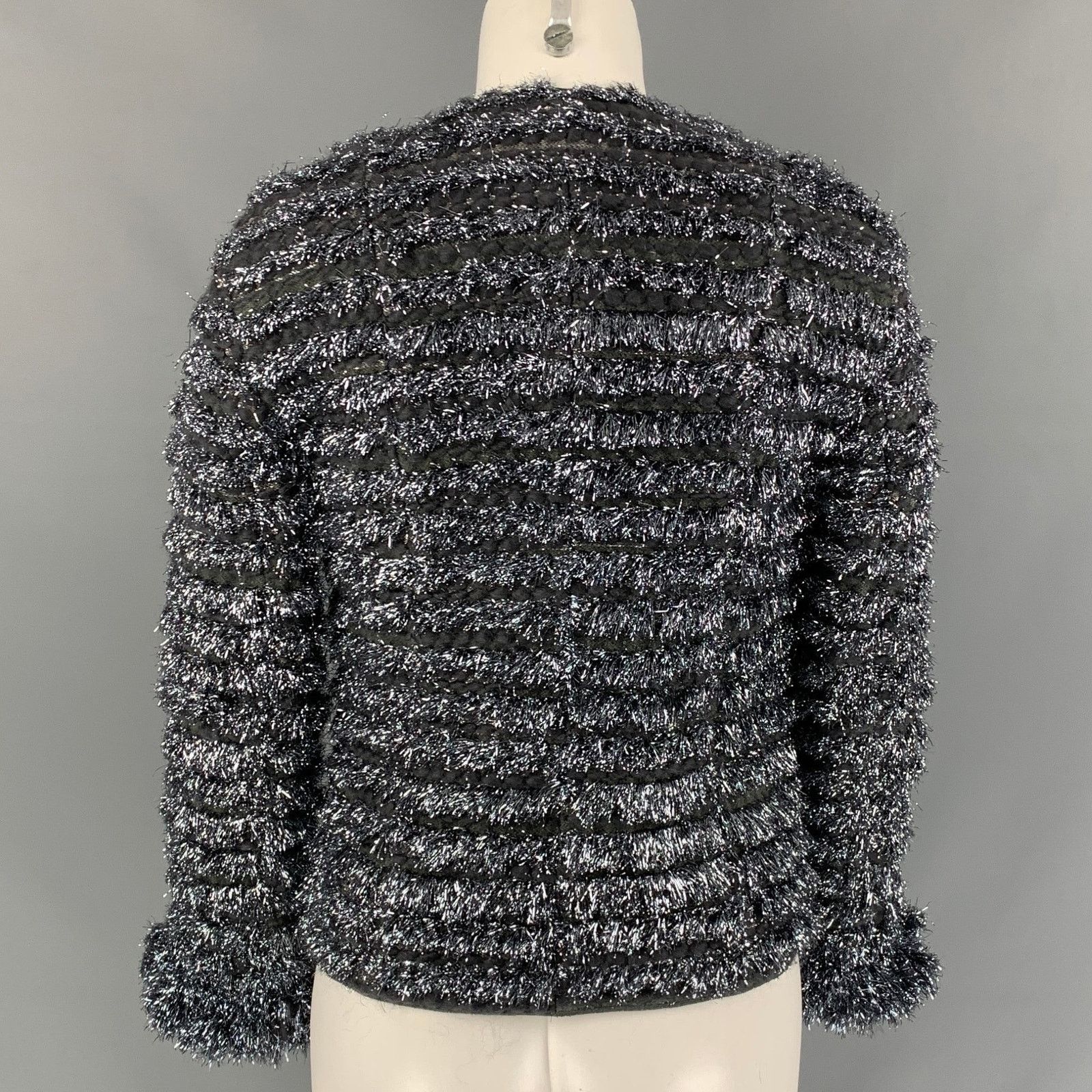 Marc Jacobs Size 0 Silver & Grey Metallic Wool Blend Cropped Jacket Size XS / US 0-2 / IT 36-38 - 4 Thumbnail