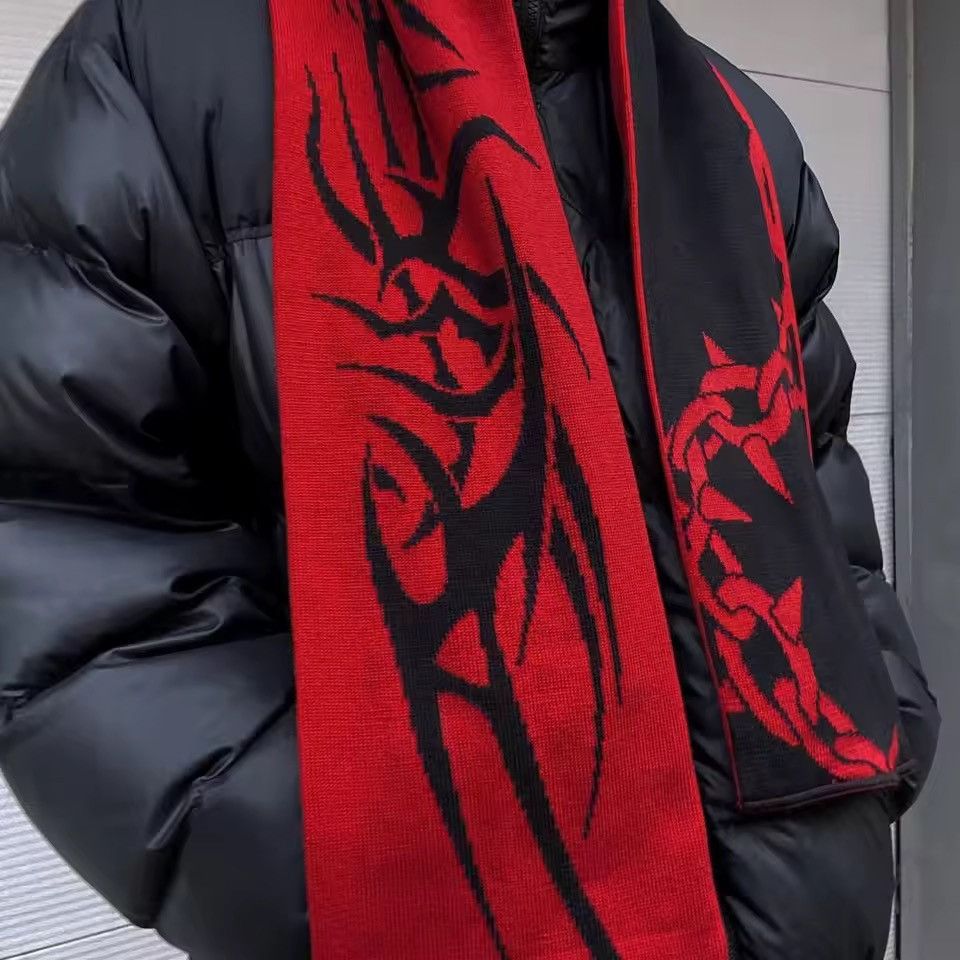 Other Abstract Streetwear Punk Gothic Black and Red Scarf Size ONE SIZE - 5 Thumbnail