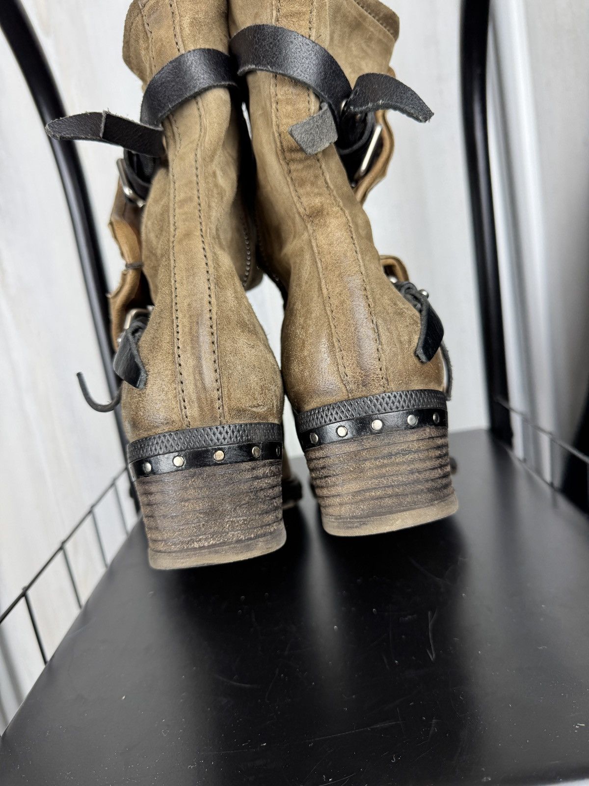 A.S.98 A.S.98 Airstep beige leather suede strap biker boots size 40 Size US 10 / IT 40 - 13 Thumbnail