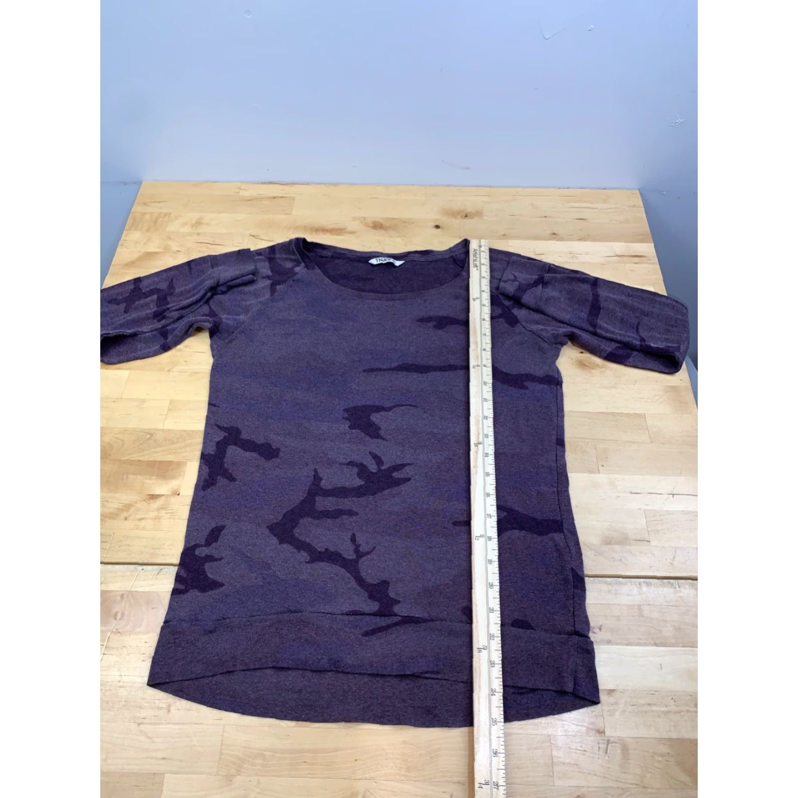 TNA TNA Purple Camo Long Sleeve Top Women XS Pullover Crew Neck Casual Shirt 12872 Size XS / US 0-2 / IT 36-38 - 3 Thumbnail