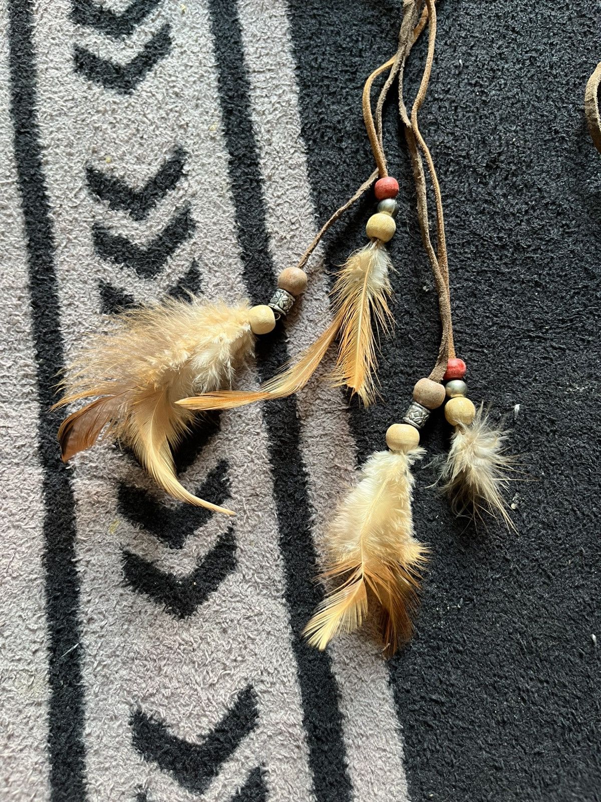 14th Addiction unknwn leather accessory made with feathers kmrii style Size ONE SIZE - 3 Thumbnail