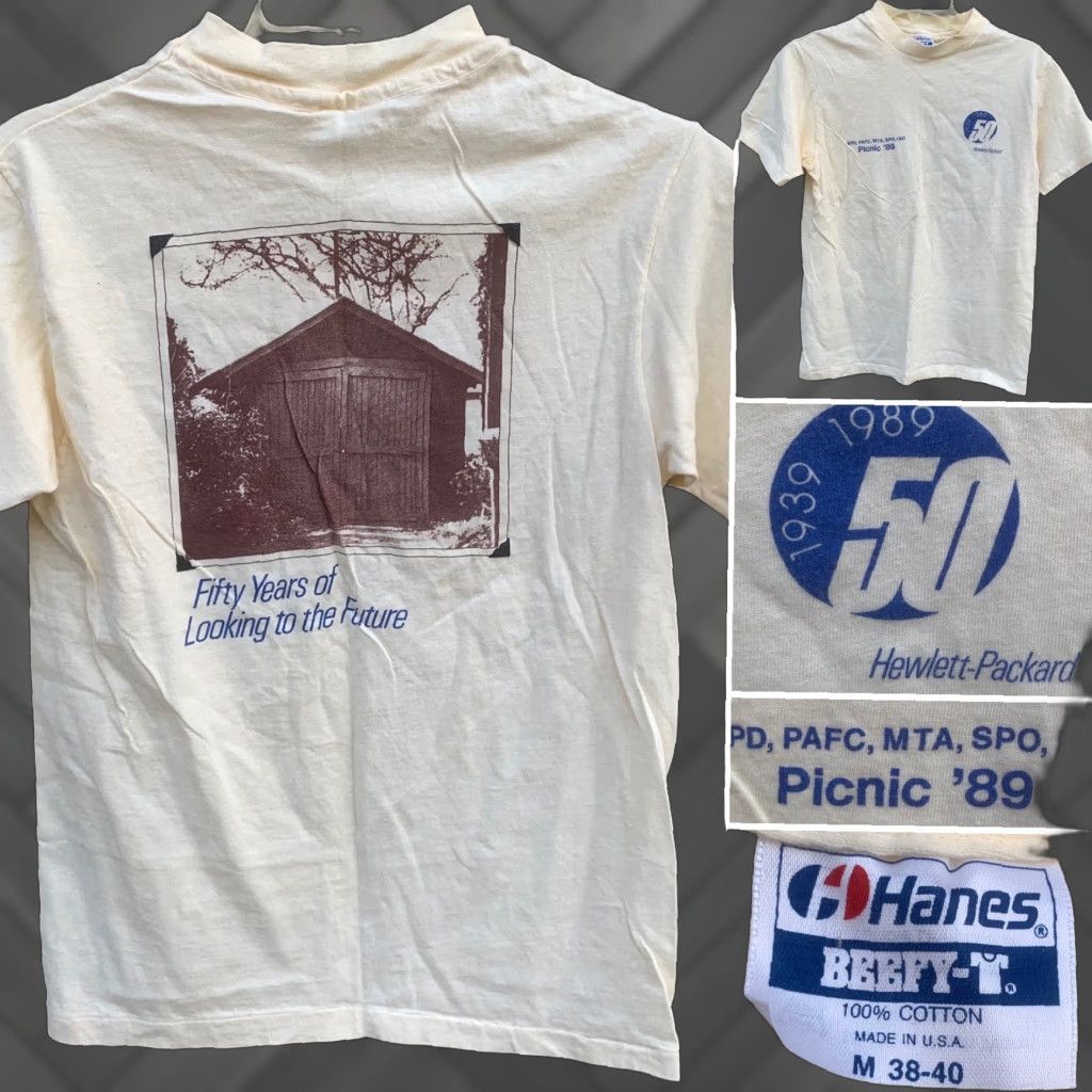 Hanes VINTAGE Hewlett-Packard 50 Years T-Shirt Graphic Tee Men M Ivory 100% Cotton Hanes BEEFY-T US 1989 Picnic ’89 HP M Size US M / EU 48-50 / 2 - 1 Thumbnail