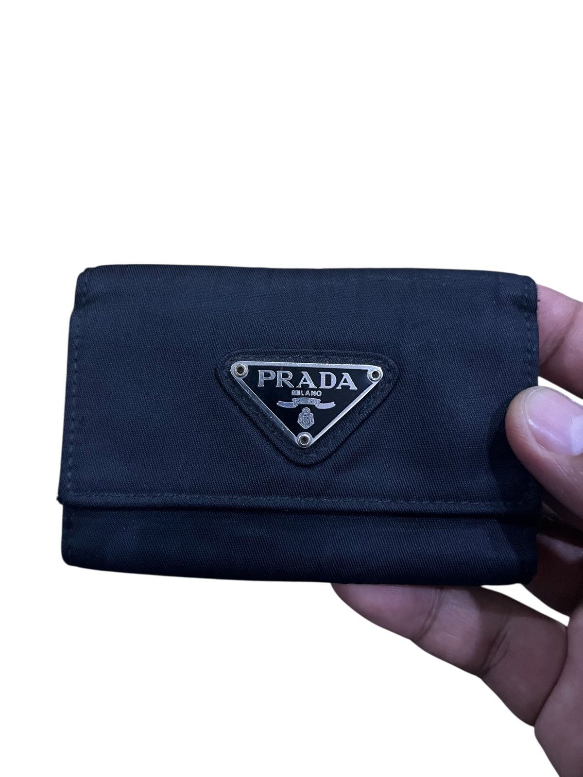 Prada PRADA TESSUTO NYLON KEY CASE HOLDER BLACK Size ONE SIZE - 2 Thumbnail
