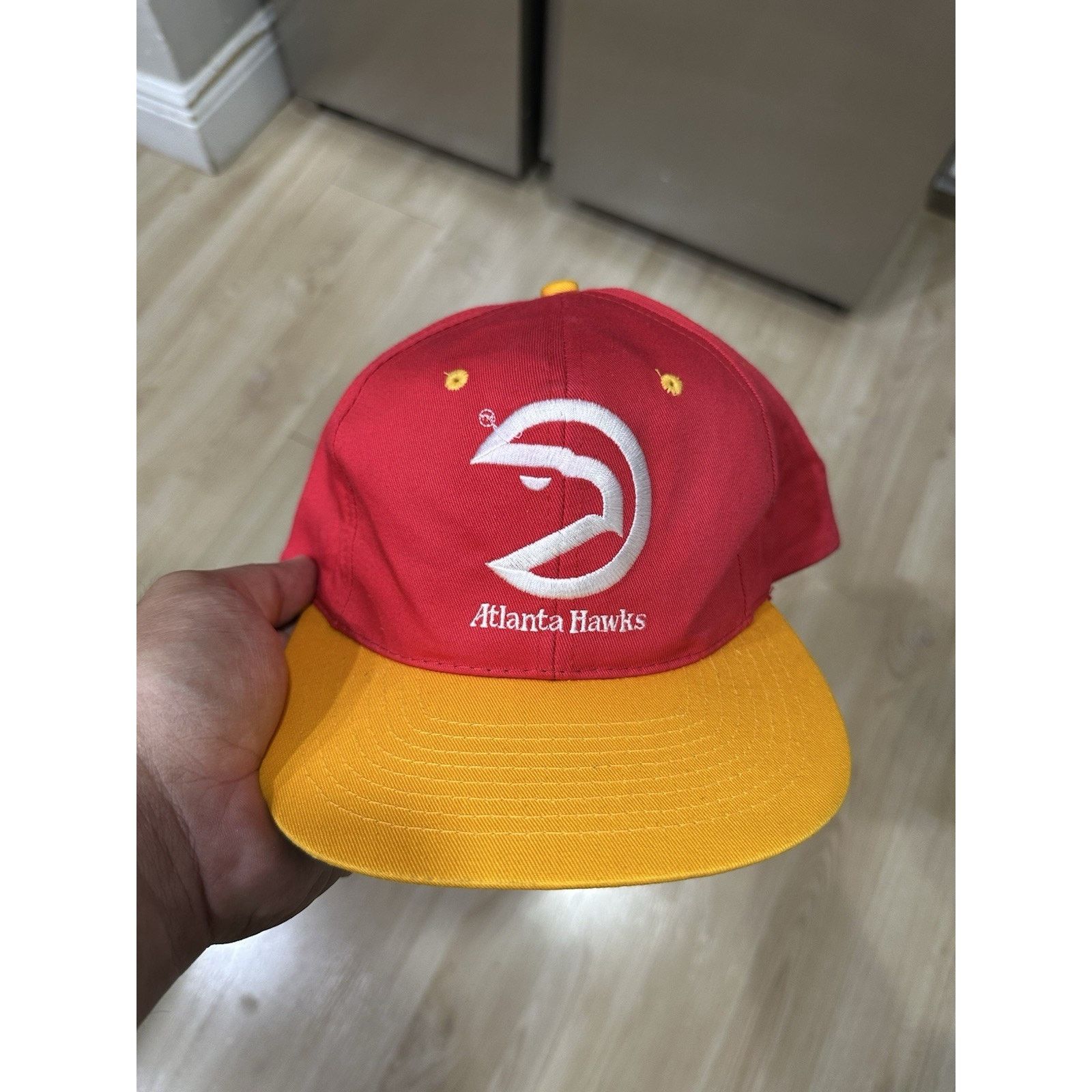 NBA VTG 90s Atlanta Hawks NBA Red Snapback Hat Cap by AJD Size ONE SIZE - 1 Thumbnail