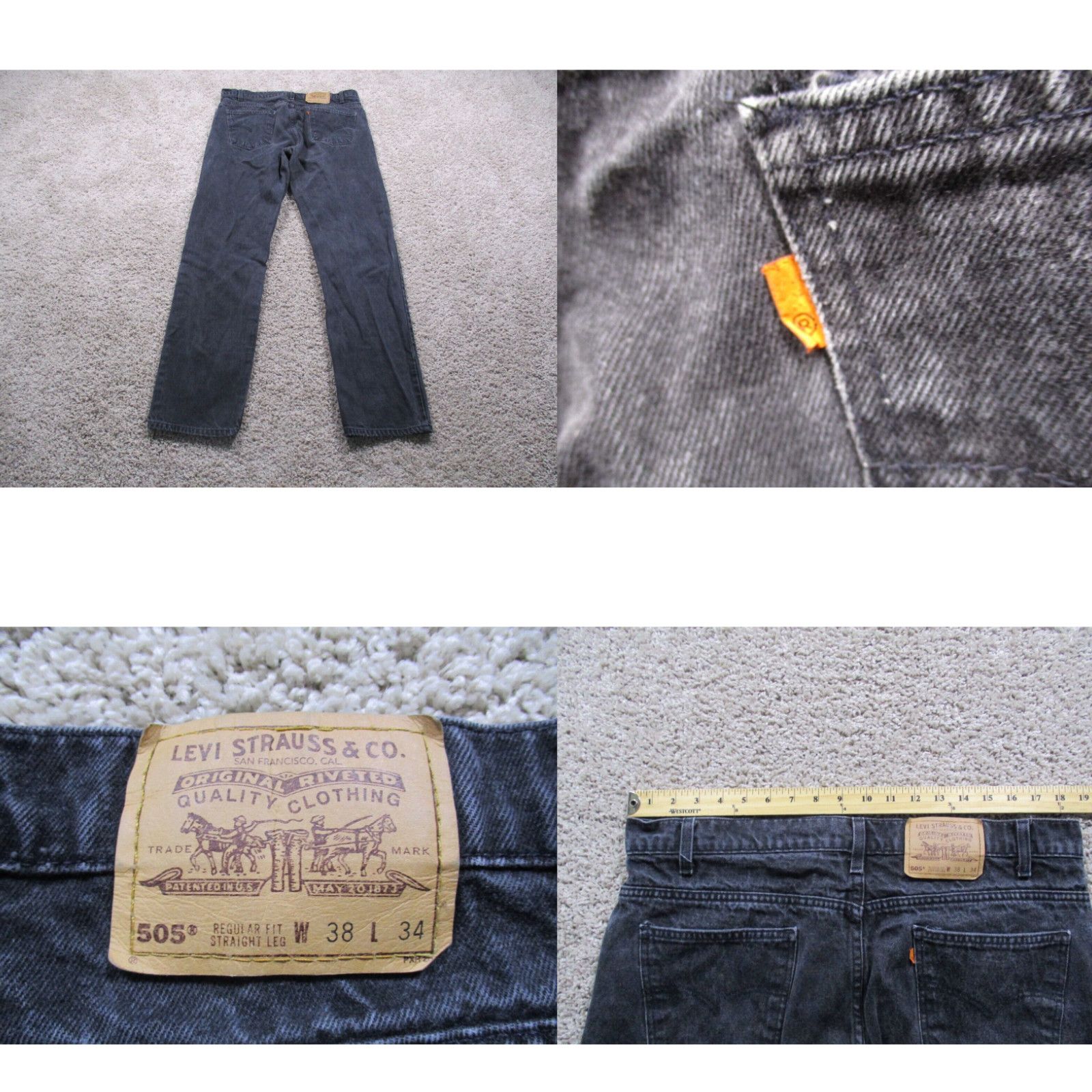 Levi s VINTAGE Levis 505 Jeans Mens 38x32 Gray Straight Fit Regular Denim USA 38x32 Grailed