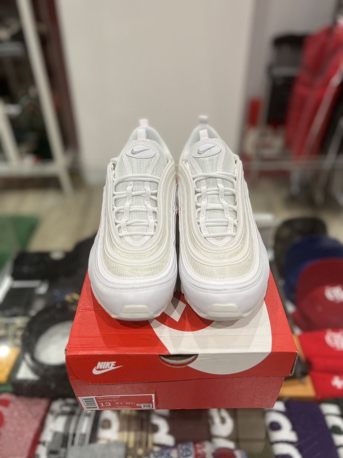 Nike Nike Air Max 97 Triple White Wolf grey Size: 13 Size US 13 / EU 46 - 3 Thumbnail