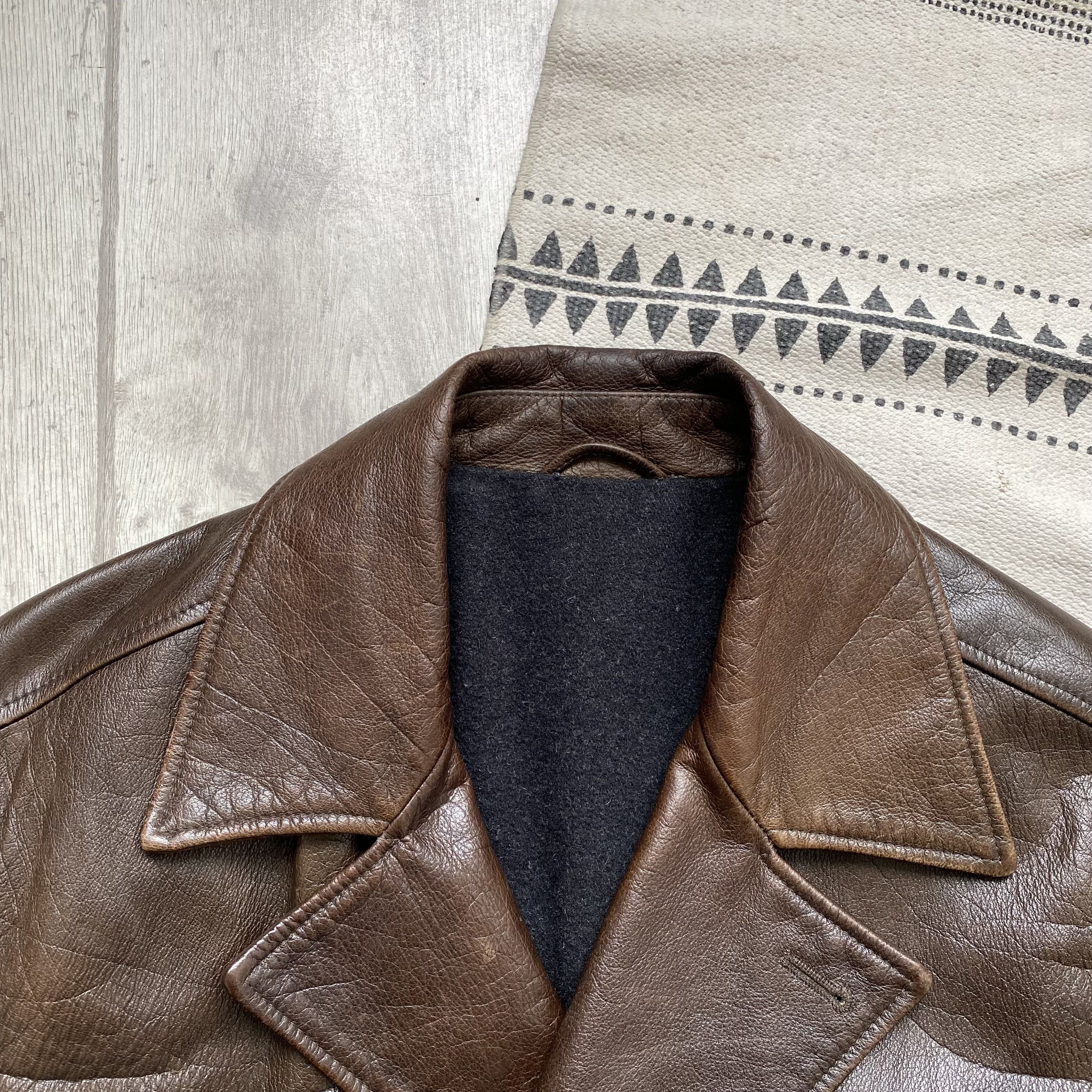 Genuine Leather Vintage 90s Heavy Leather Double Jacket Coat Brown Luxury Size US M / EU 48-50 / 2 - 4 Thumbnail