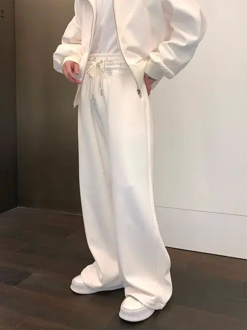 VIBE White Stacked Pleated Sweatpants Size US 32 / EU 48 - 8 Thumbnail