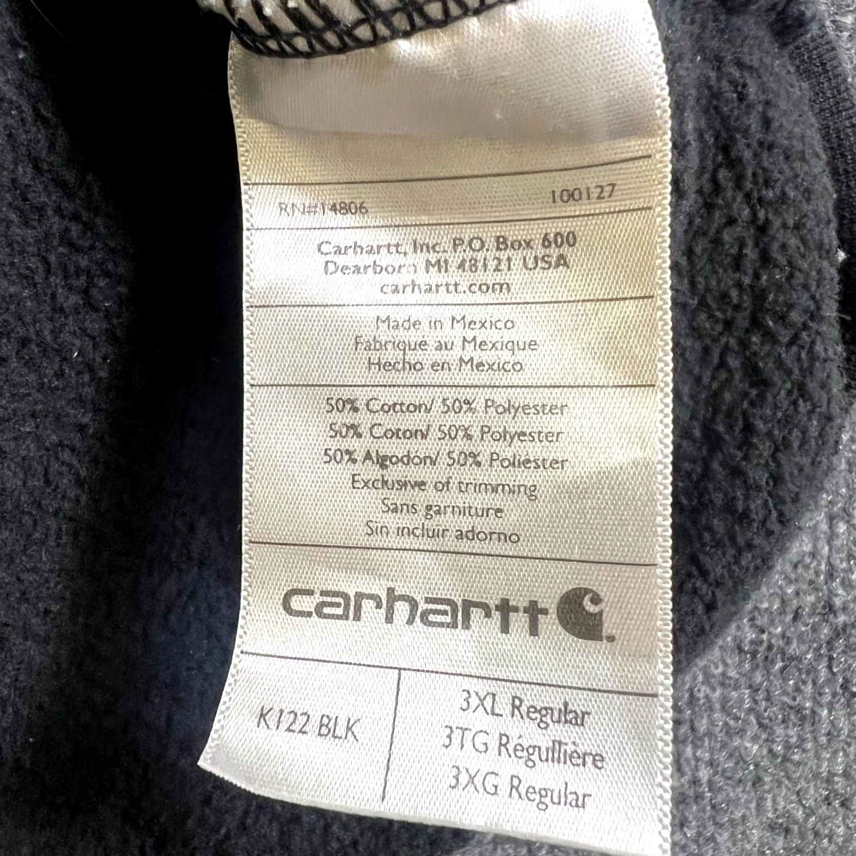 Carhartt Carhartt Hoodie Men's 3XL Black Cotton Full-Zip Fleece Lined Sweatshirt Travel Size US XXL / EU 58 / 5 - 6 Thumbnail