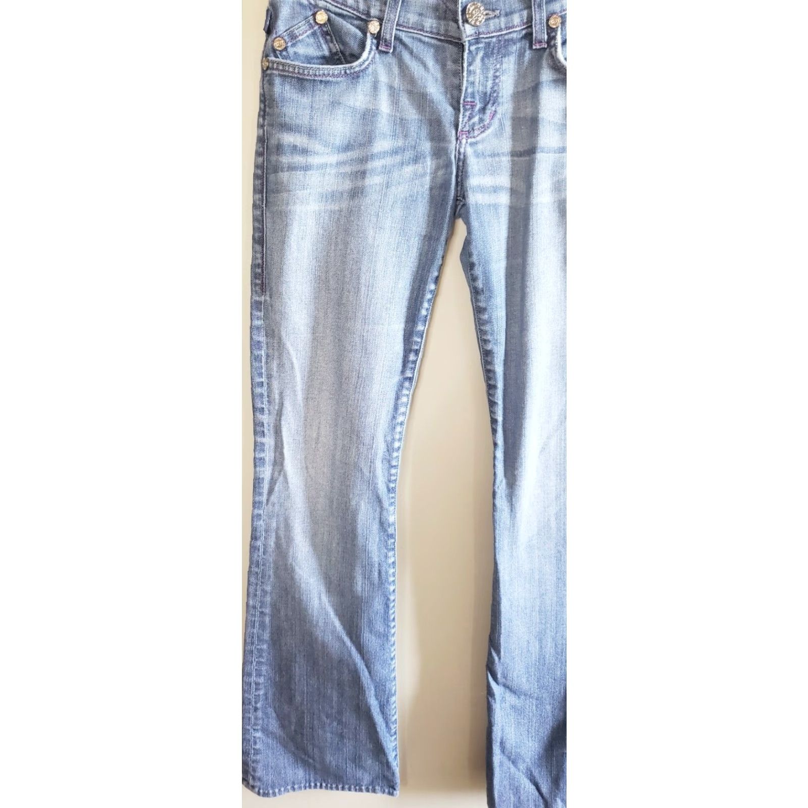 Vintage Rock and Republic Jeans Size 26 30" Waist Pink Stitching Bootcut Denim Women Size 26" / US 2 / IT 38 - 3 Thumbnail
