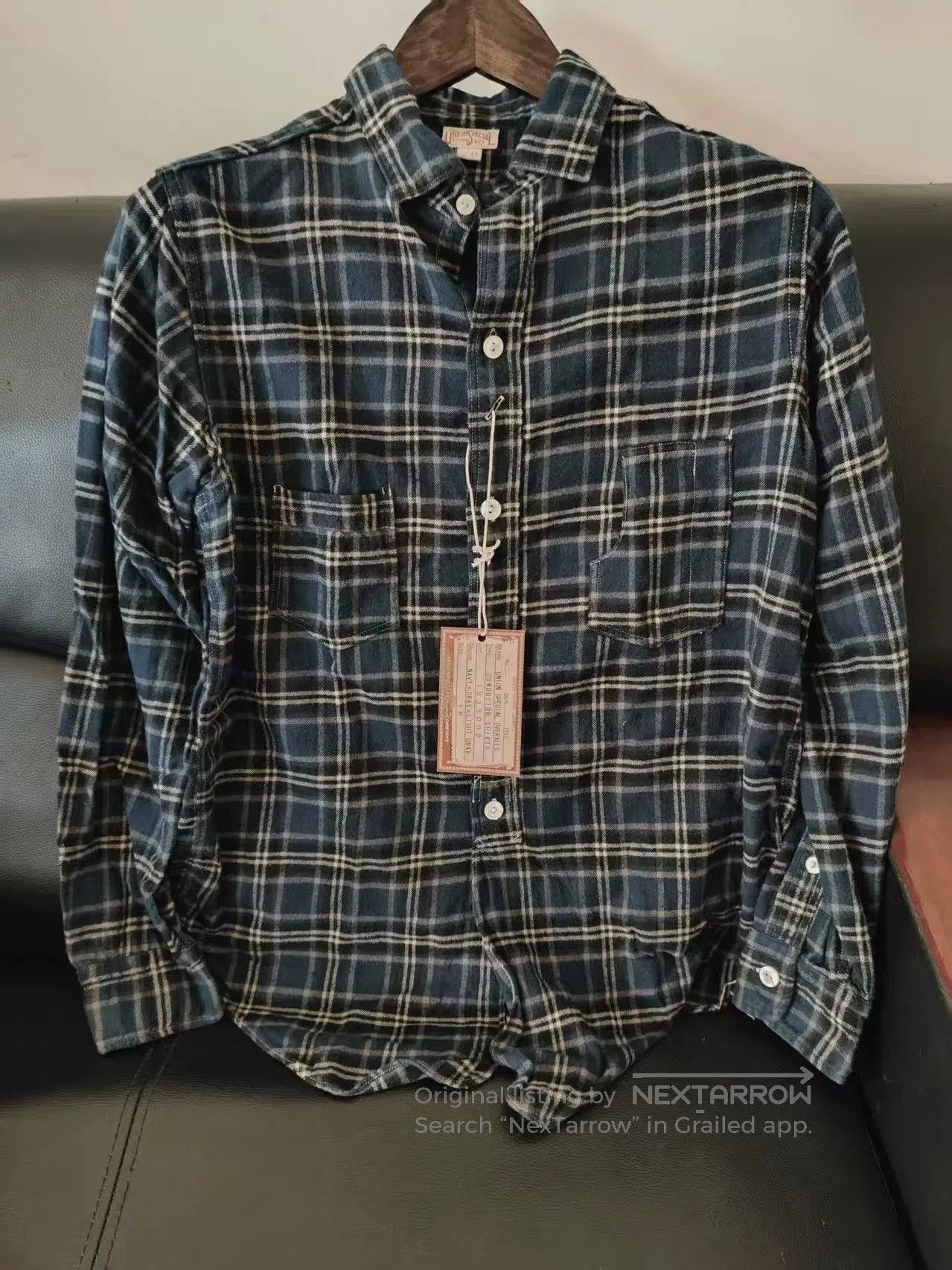 Freewheelers Navy Gray Wool Shirt by Freewheelers. Size US XL / EU 56 / 4 - 1 Thumbnail