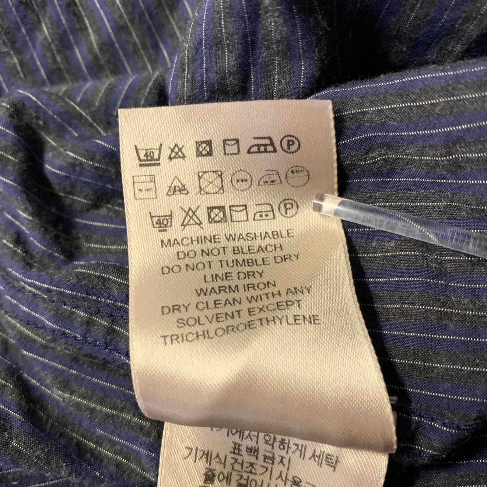 Burberry BURBERRY Size S Navy Grey Pinstripe Cotton Long Sleeve Shirt Size US S / EU 44-46 / 1 - 8 Thumbnail