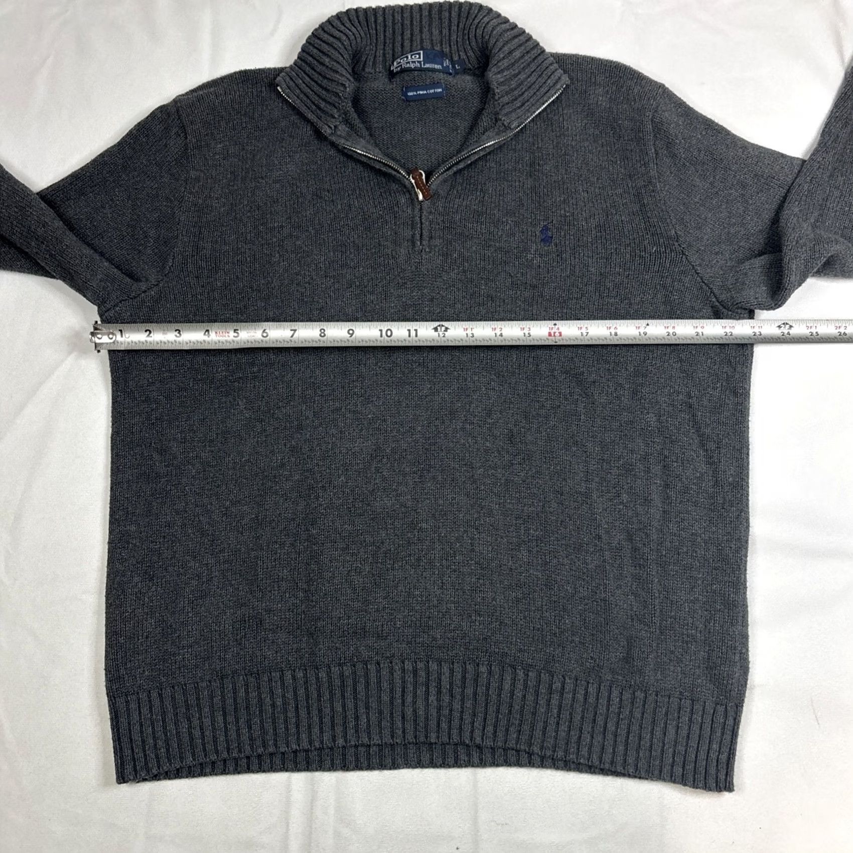 Ralph Lauren Ralph Lauren Polo 1/4 Zip Sweater Men XL Gray Pima Cotton Regular Size Size US XL / EU 56 / 4 - 4 Thumbnail
