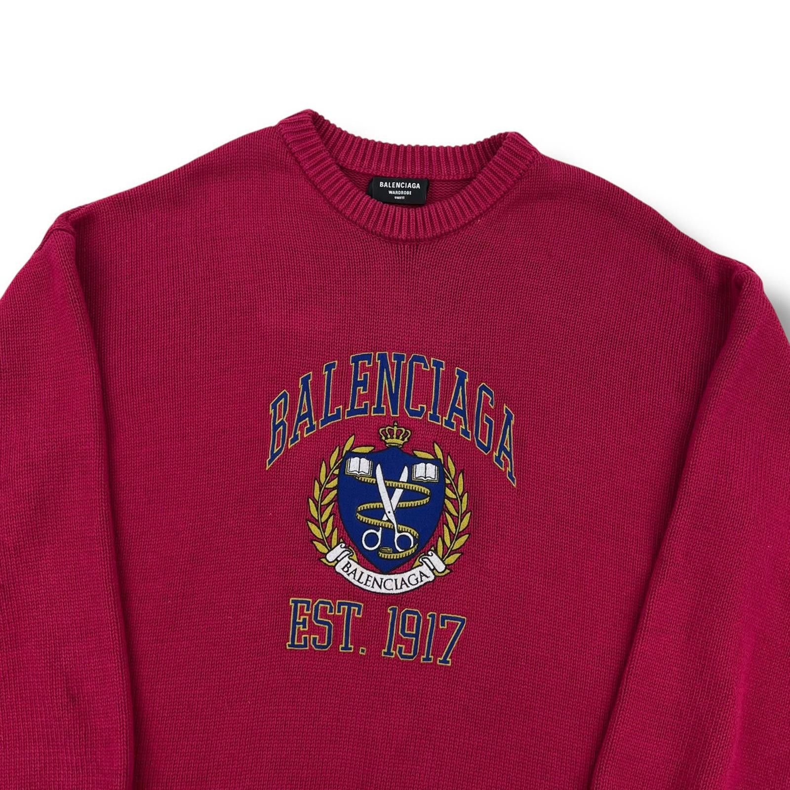 Balenciaga Balenciaga Est 1917 Red Sweater Size US XL / EU 56 / 4 - 1 Thumbnail