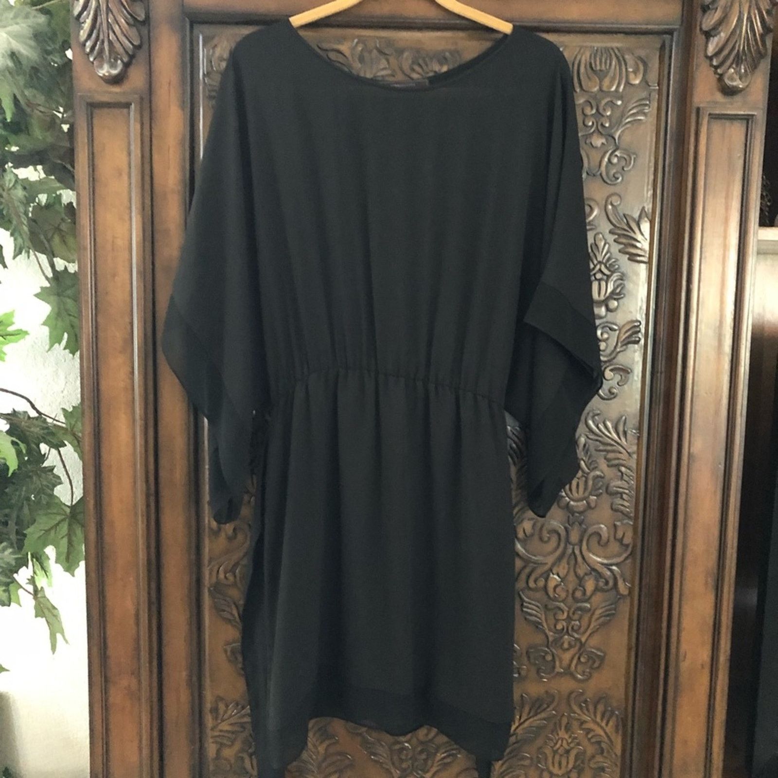 Bcbgmaxazria BCBG black double layer wide sleeve tie waist dress L Size L / US 10 / IT 46 - 4 Thumbnail