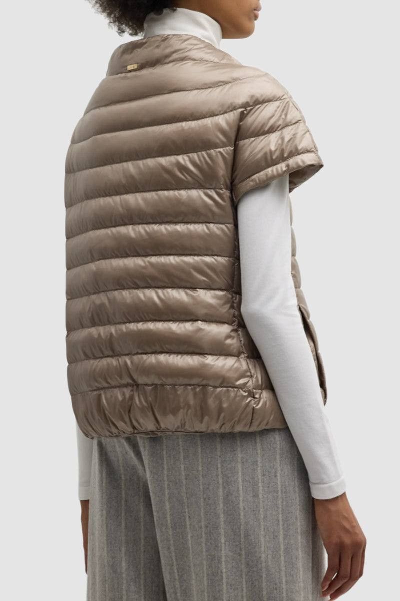 Herno Herno Emilia Cap Sleeve Quilted Gold Down Jacket Size L / US 10 / IT 46 - 3 Thumbnail