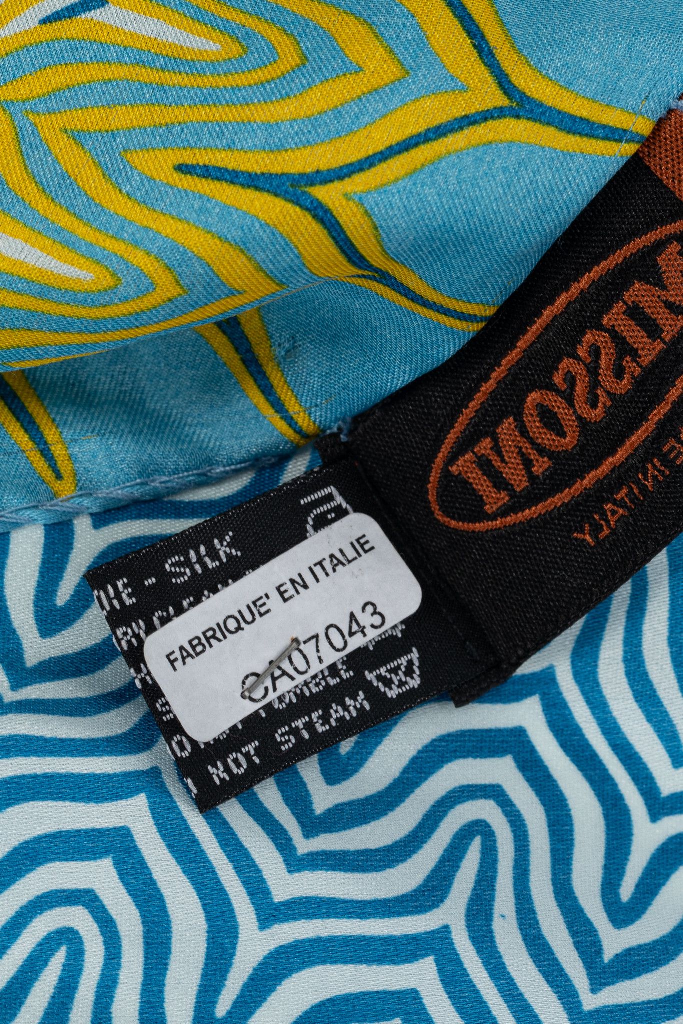 Missoni Missoni Blue & Yellow Geometric Silk Square Scarf Size ONE SIZE - 5 Thumbnail