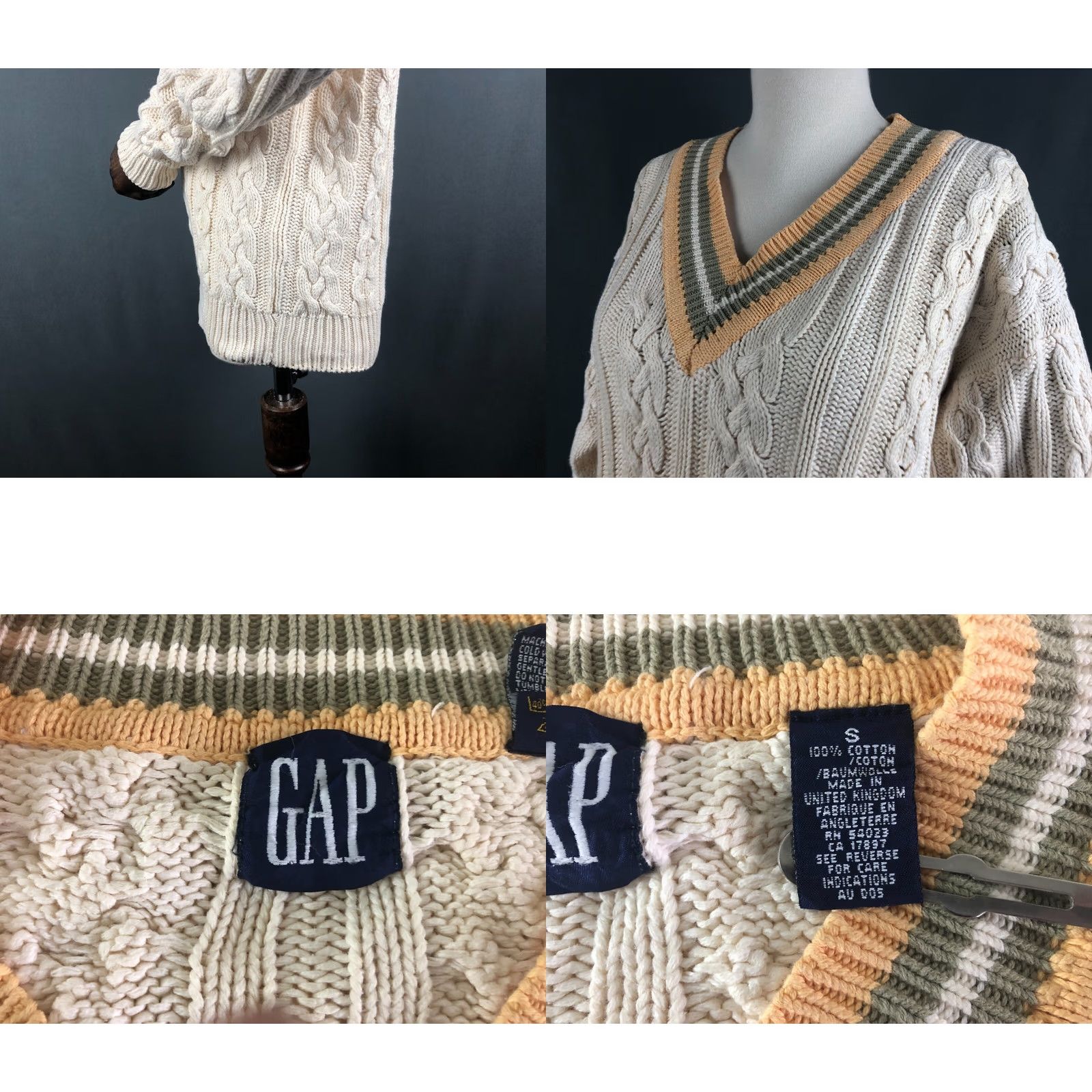 Gap Gap Pullover Womens S Ivory Cable Knit Cotton Women Size Size S / US 4 / IT 40 - 8 Thumbnail