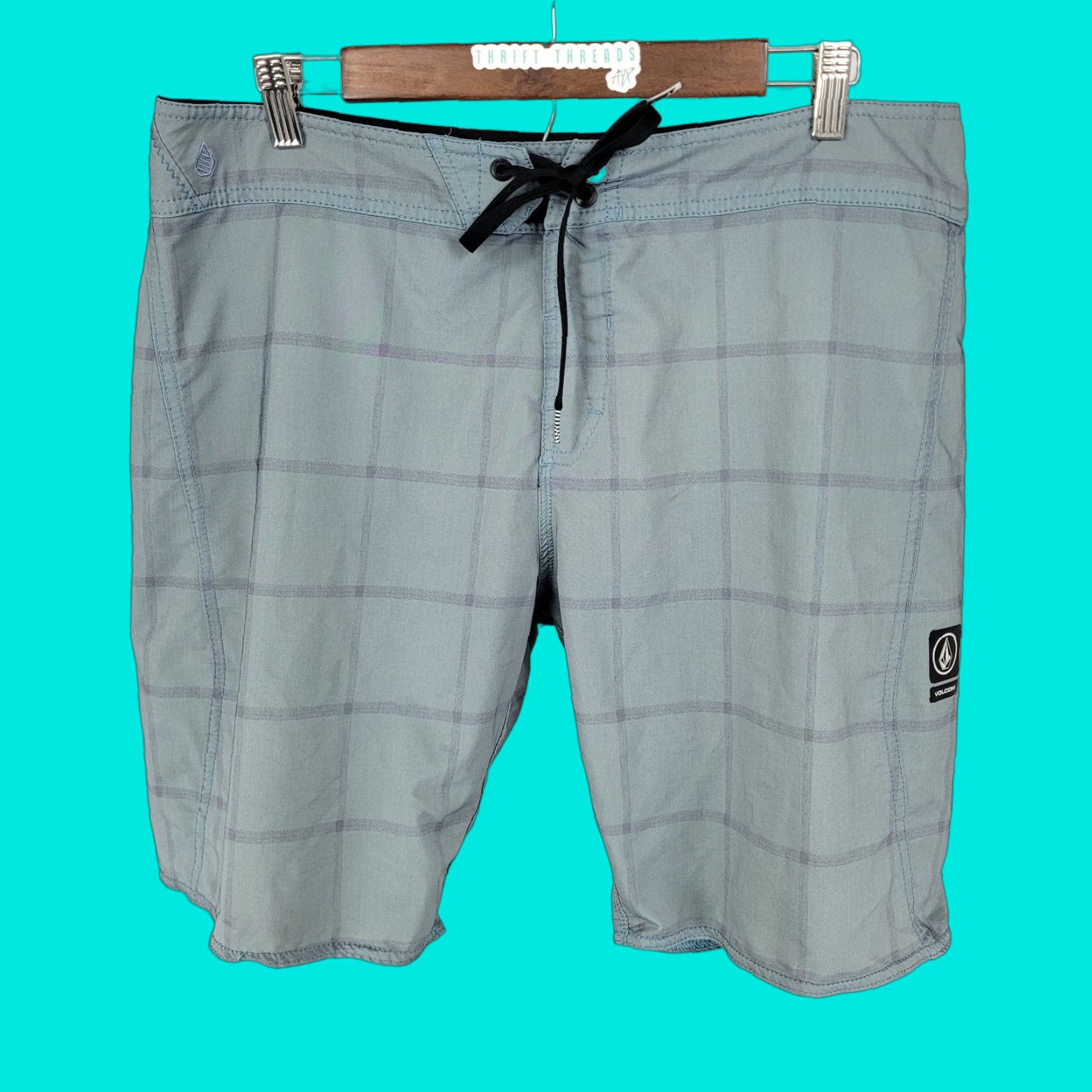 Volcom Volcom Blue Lightweight Stretch Back Pocket Board Shorts Swim Trunks 34x9 Mens Regular Windowpane Quick Dry Beach Surfing Size US 34 / EU 50 - 1 Thumbnail