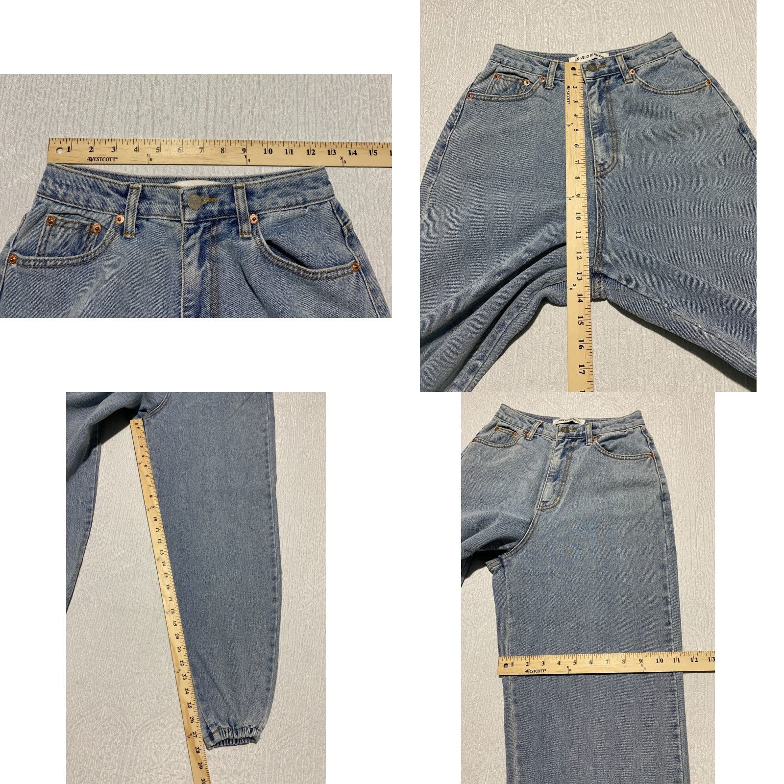 Vintage Angelo Bianco Jeans 5-Pocket Denim Blue Elastic Ankle 90s Grunge High Rise S Women's Size 42" / US 20 - 8 Thumbnail