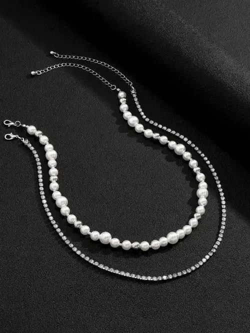 Jewelry Kusuno x Mari Retro Punk Vintage Glass Pearl Necklace Chain Size ONE SIZE - 3 Thumbnail