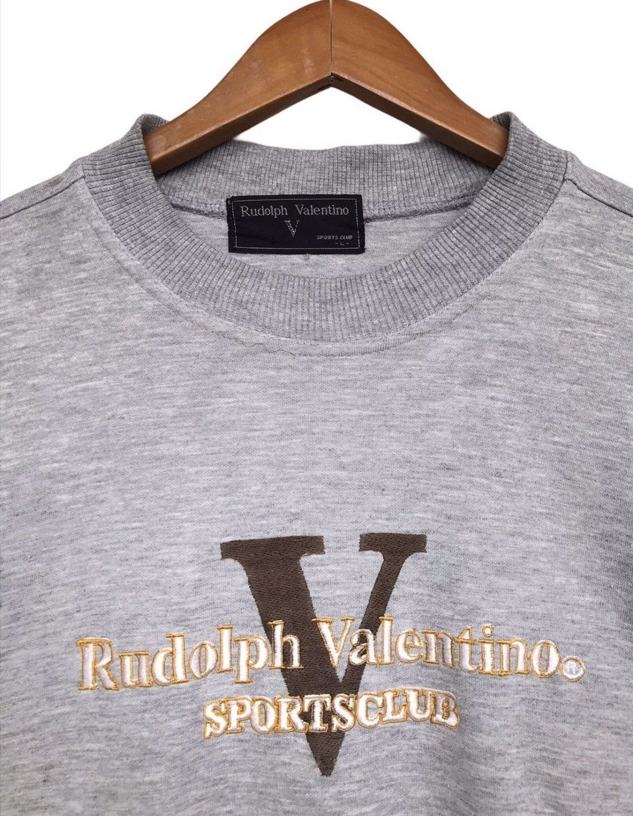 Valentino × Vintage Vintage Rudolph Valentino Embroidered Big Logo Sweatshirt Size US L / EU 52-54 / 3 - 5 Thumbnail